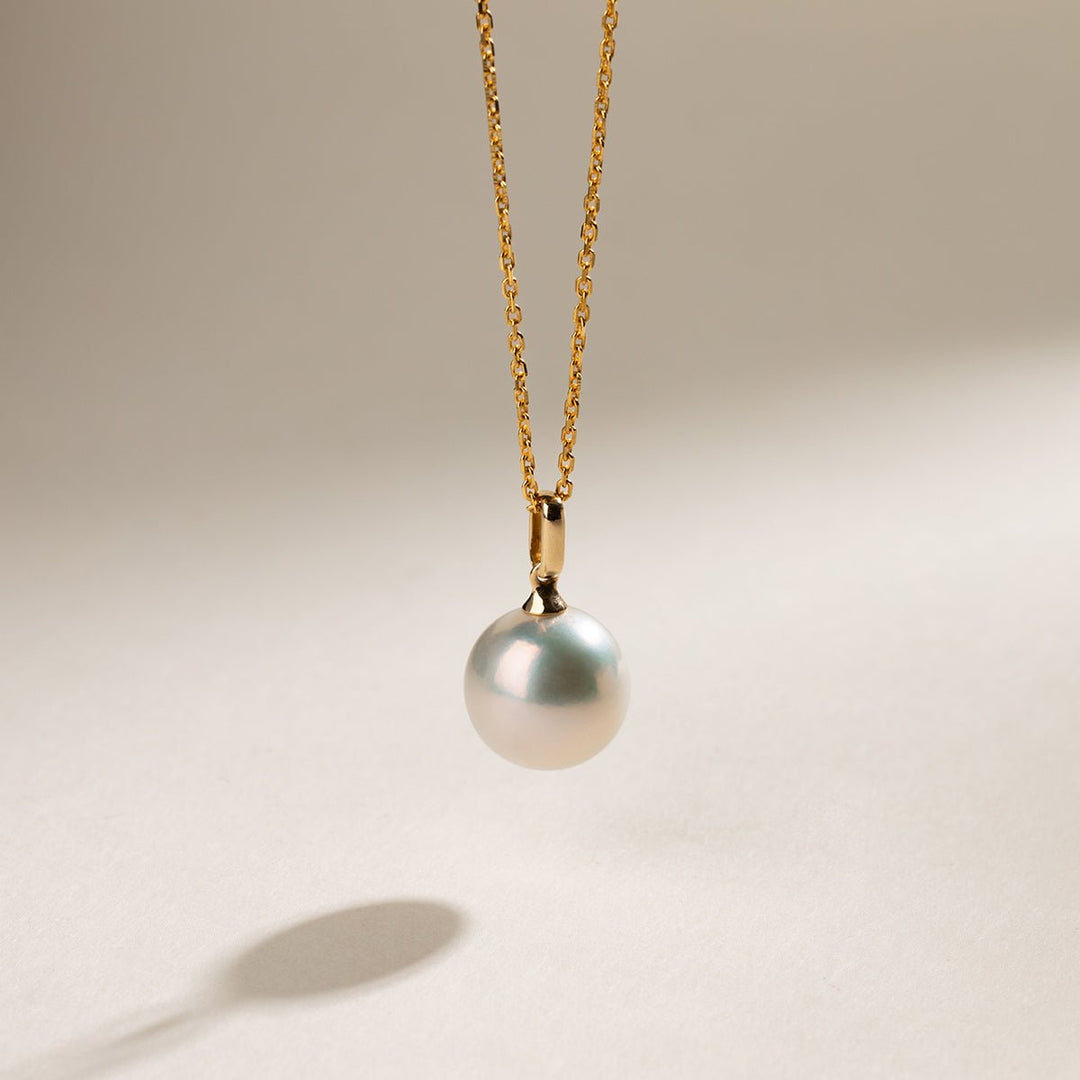 10 - 11mm Freshwater Edison Pearl 14K Gold Classic Buckle Pendant Necklace - HELAS Jewelry
