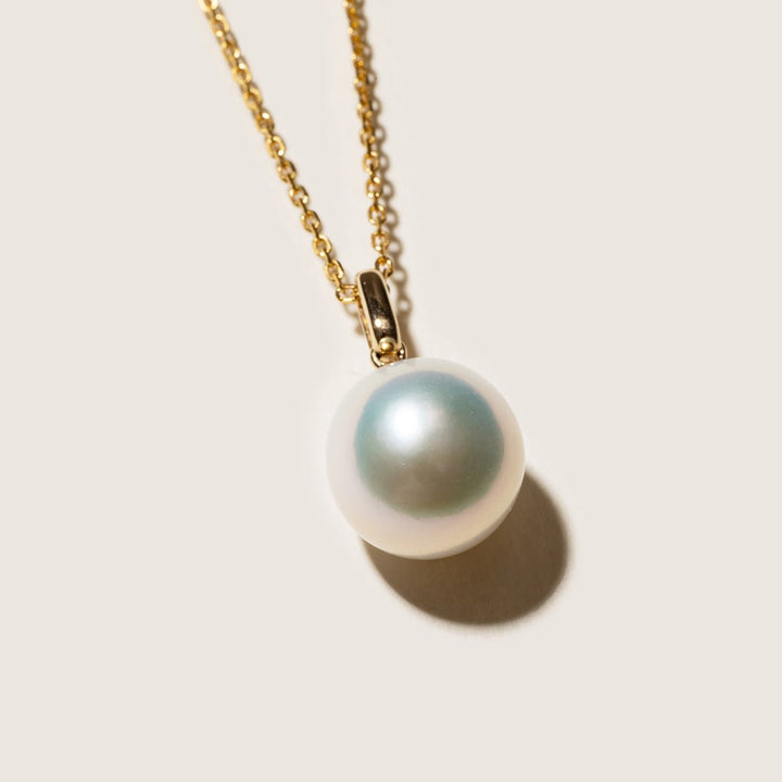 10 - 11mm Freshwater Edison Pearl 14K Gold Classic Buckle Pendant Necklace - HELAS Jewelry