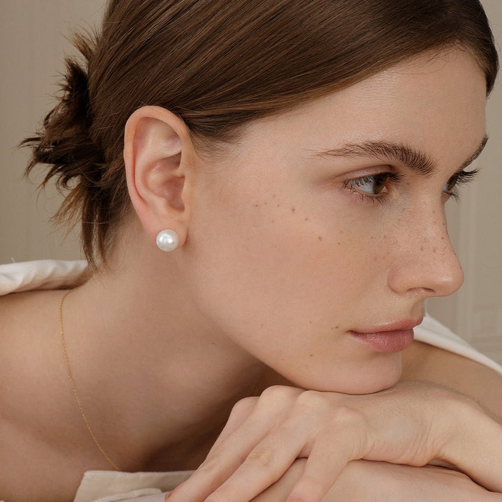 10 - 11mm Freshwater Edison Pearl 14K Gold Classic Studs Earrings - HELAS Jewelry