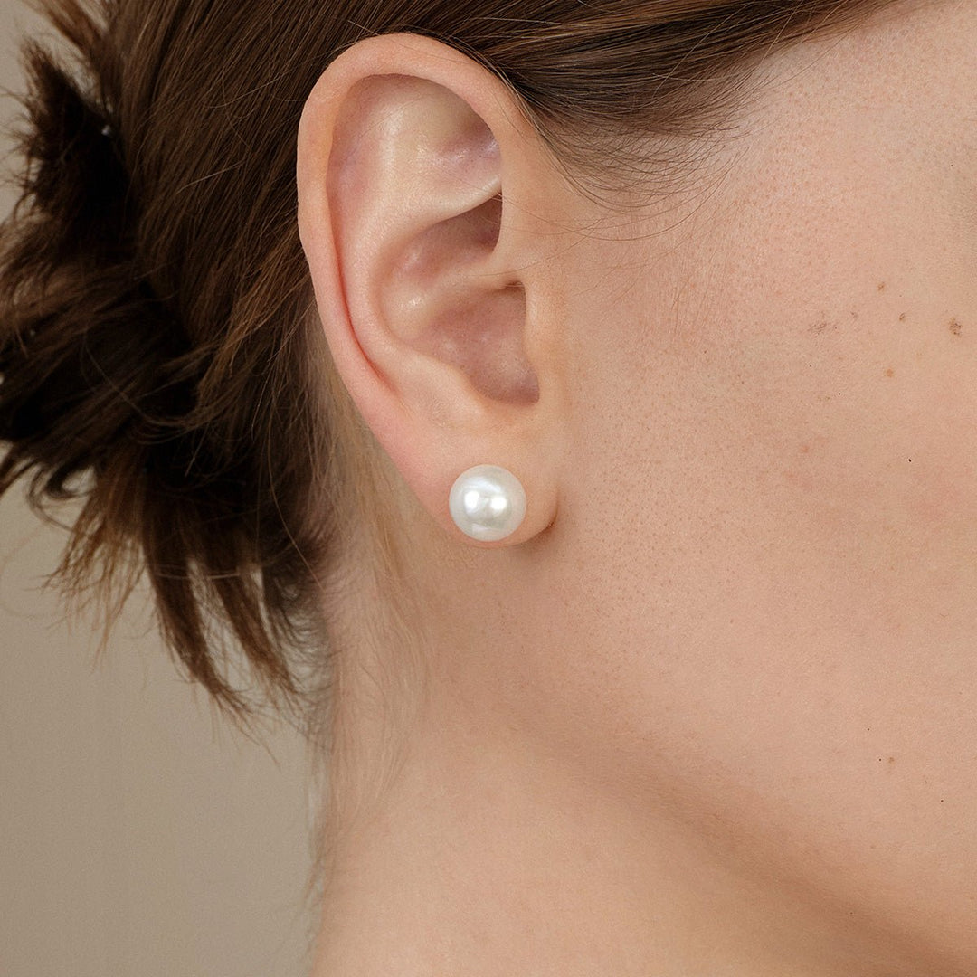 10 - 11mm Freshwater Edison Pearl 14K Gold Classic Studs Earrings - HELAS Jewelry