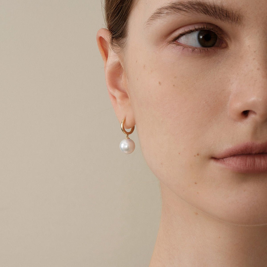 10 - 11mm Freshwater Edison Pearl 14K Gold Drop Hoop Earrings - HELAS Jewelry