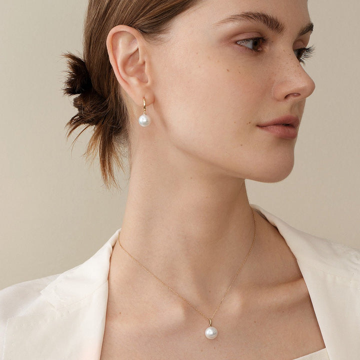 10 - 11mm Freshwater Edison Pearl 14K Gold Drop Hoop Earrings - HELAS Jewelry