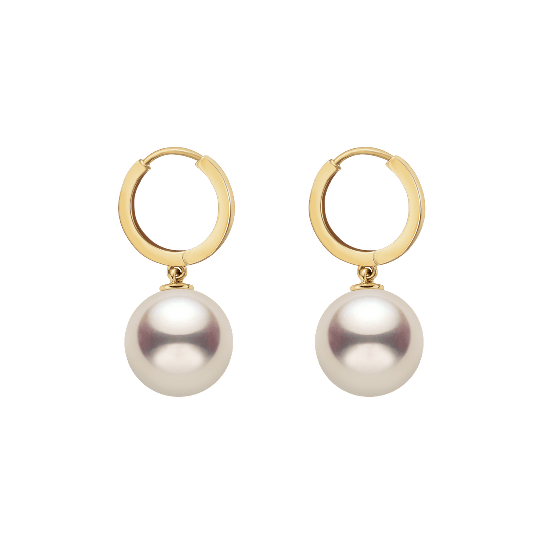 10 - 11mm Freshwater Edison Pearl 14K Gold Drop Hoop Earrings - HELAS Jewelry