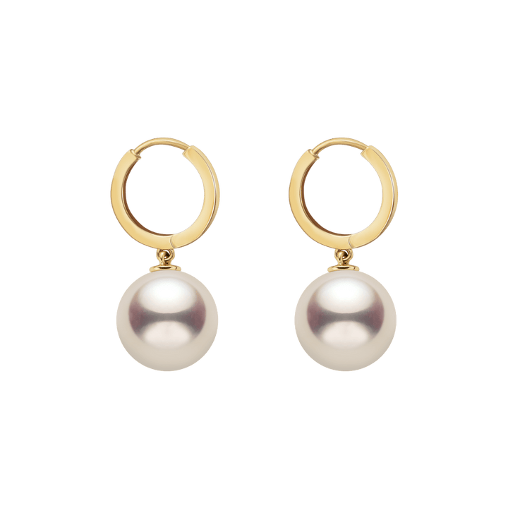 10 - 11mm Freshwater Edison Pearl 14K Gold Drop Hoop Earrings - HELAS Jewelry
