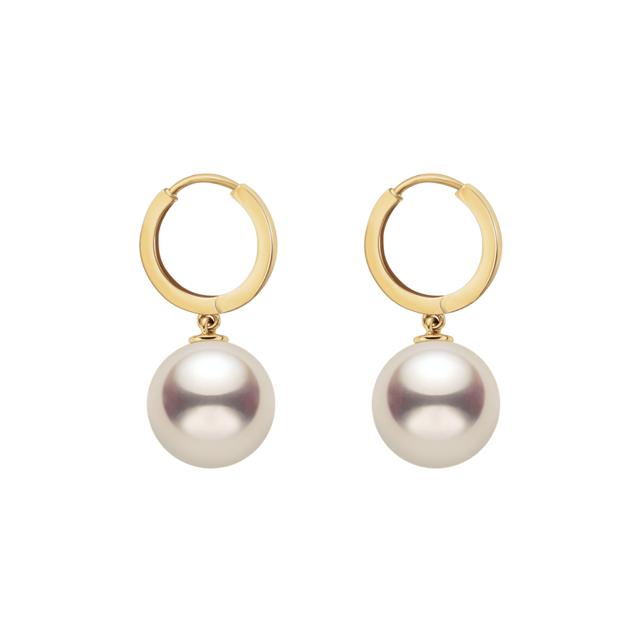 10 - 11mm Freshwater Edison Pearl 14K Gold Drop Hoop Earrings - HELAS Jewelry