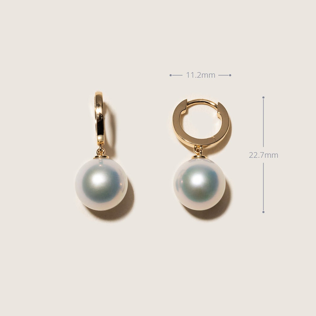 10 - 11mm Freshwater Edison Pearl 14K Gold Drop Hoop Earrings - HELAS Jewelry