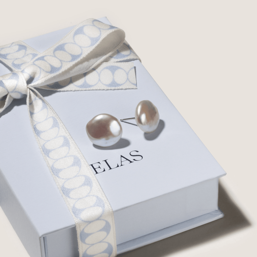 14 - 16mm Freshwater Pearl 925 Sterling Silver Flower Base Studs Earrings - HELAS Jewelry