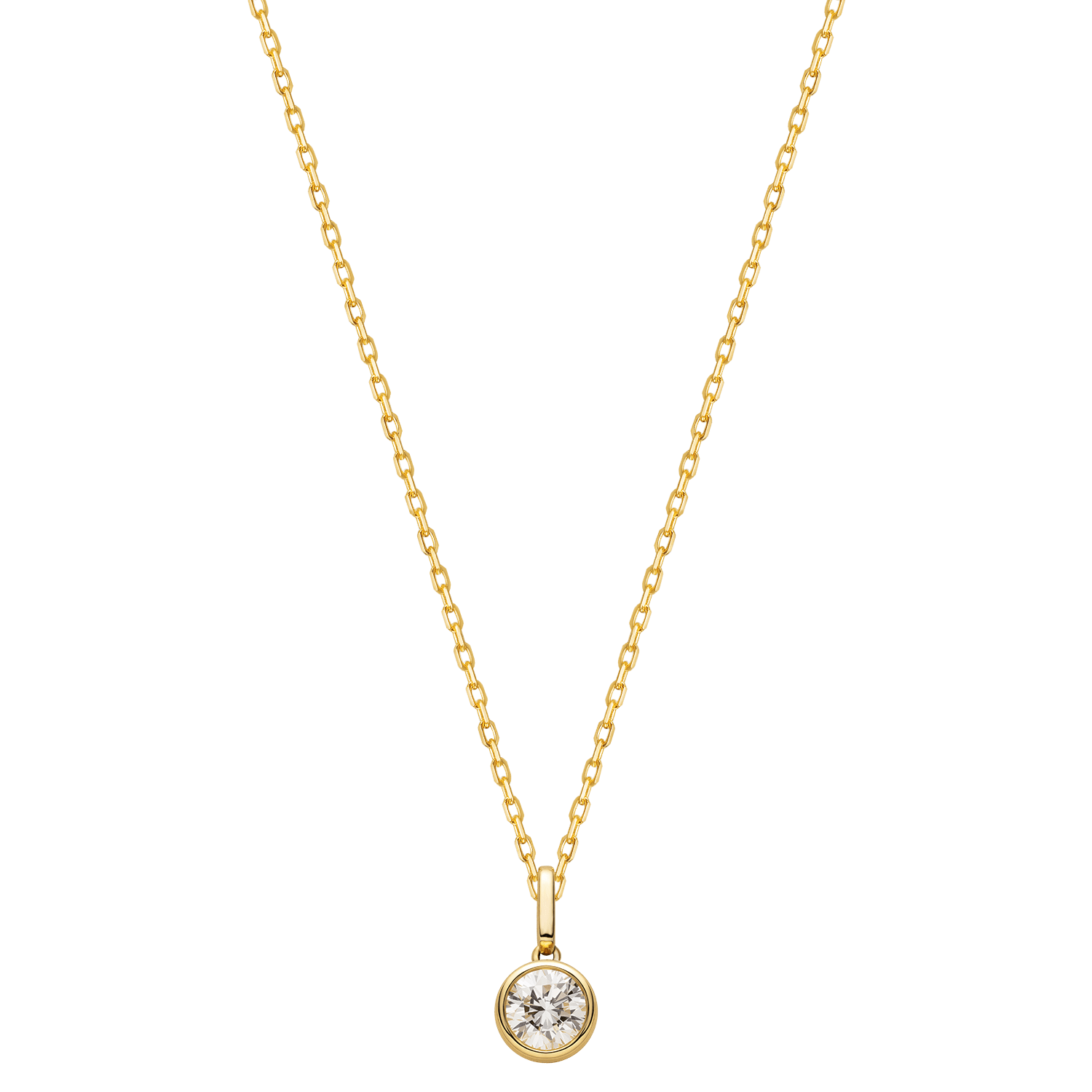 14K Solid Gold Bezel Lab - Grown Diamond Pendant Necklace - HELAS Jewelry