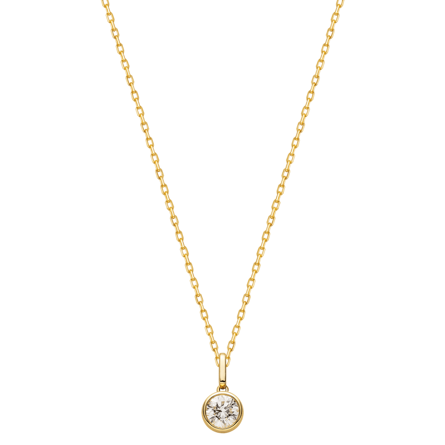 14K Solid Gold Bezel Lab - Grown Diamond Pendant Necklace - HELAS Jewelry