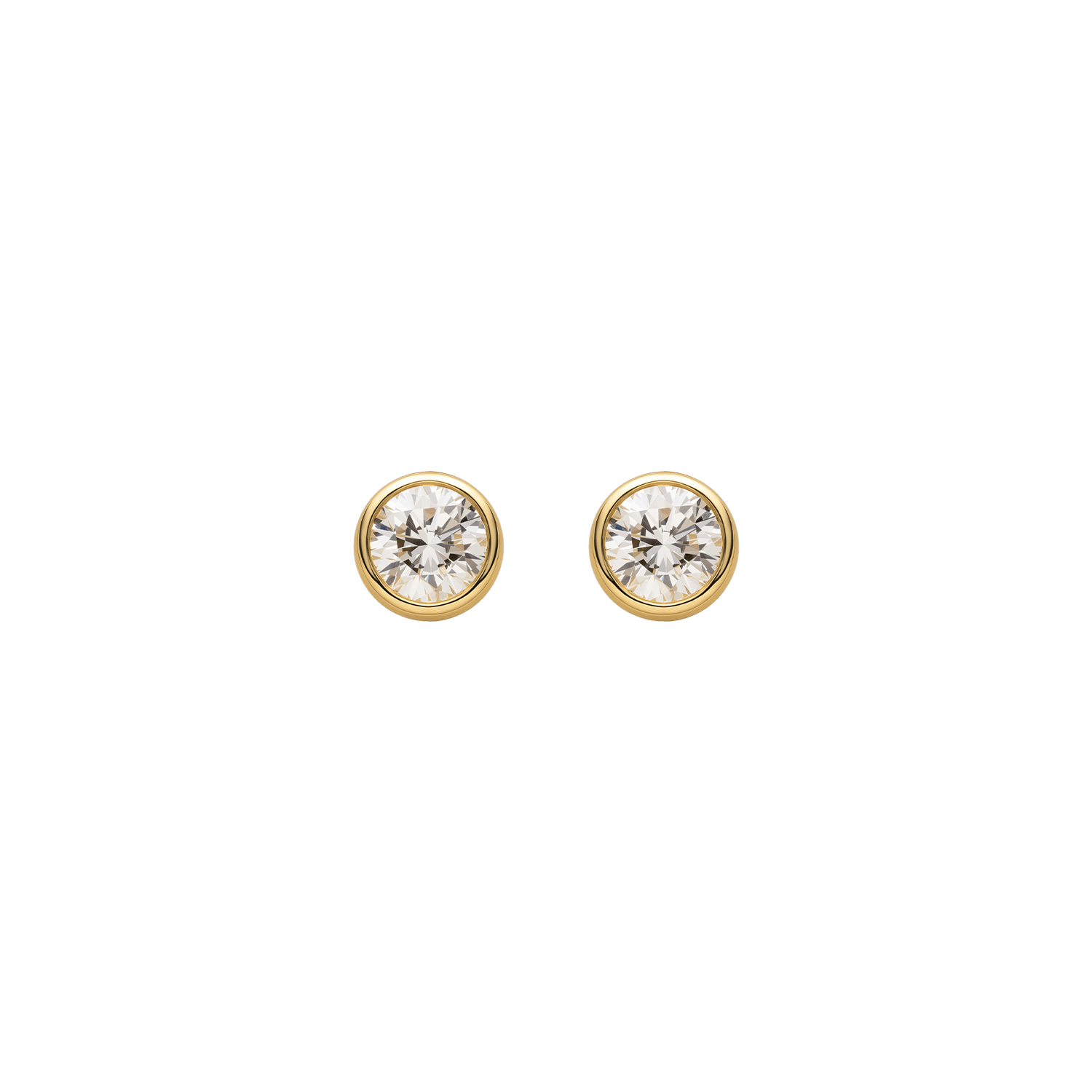 14K Solid Gold Bezel - Set Lab - Grown Diamond Stud Earrings - HELAS Jewelry