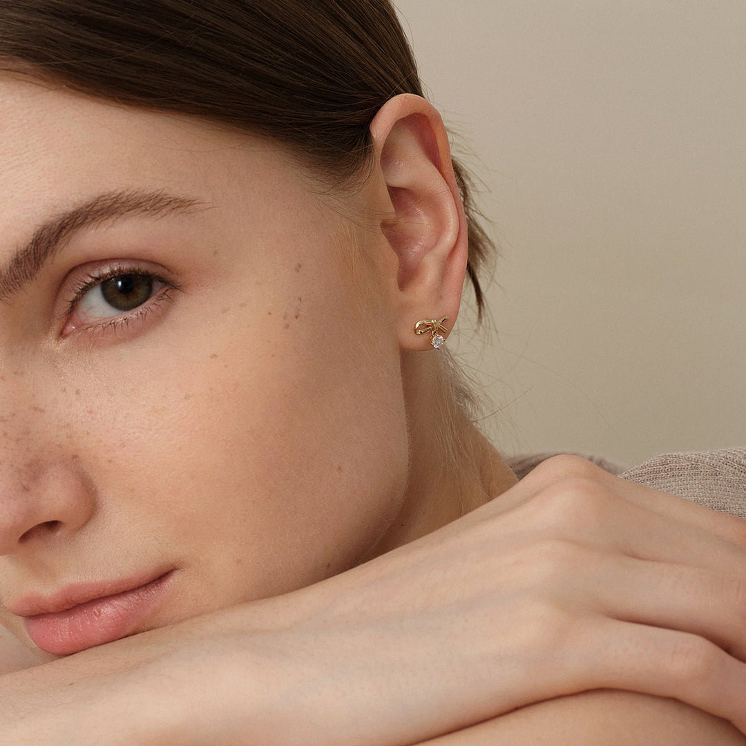 14K Solid Gold Certified Lab - Grown Diamond Eternal Knot Studs Earrings - HELAS Jewelry