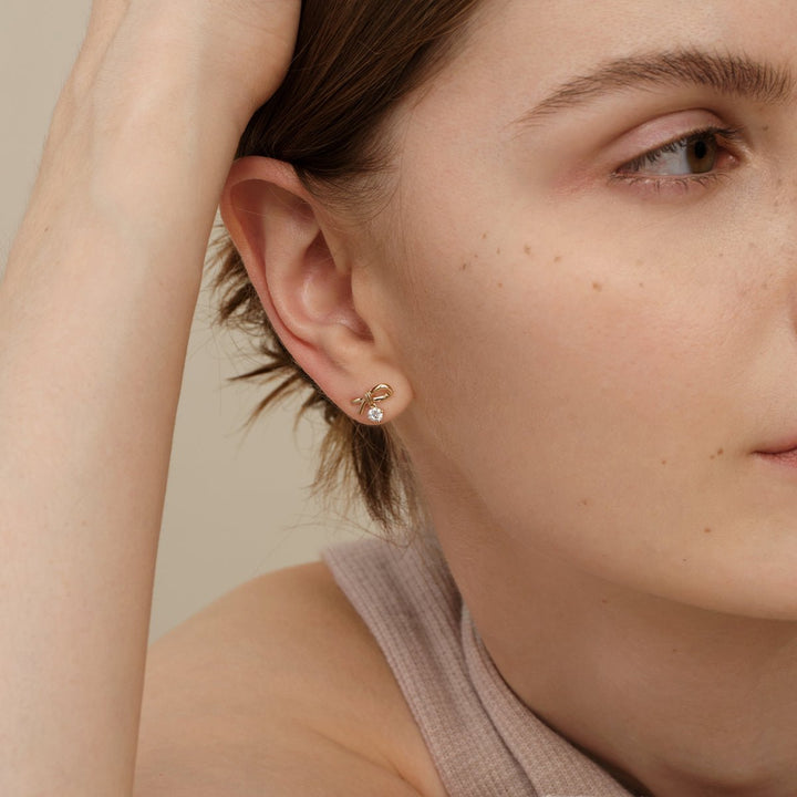 14K Solid Gold Certified Lab - Grown Diamond Eternal Knot Studs Earrings - HELAS Jewelry