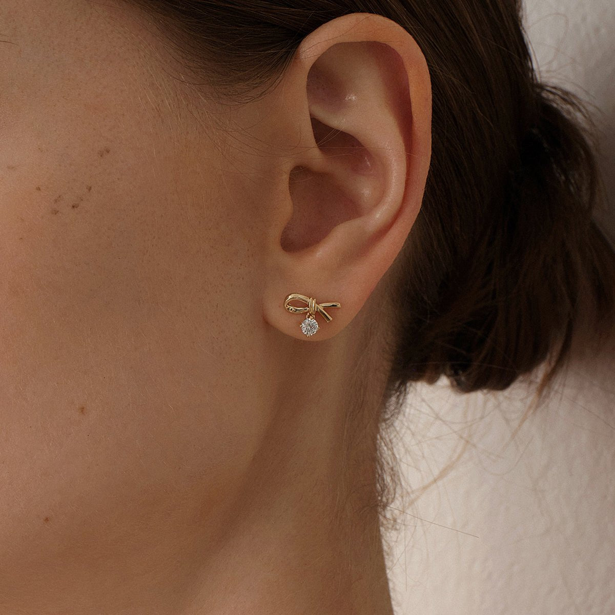 14K Solid Gold Certified Lab - Grown Diamond Eternal Knot Studs Earrings - HELAS Jewelry