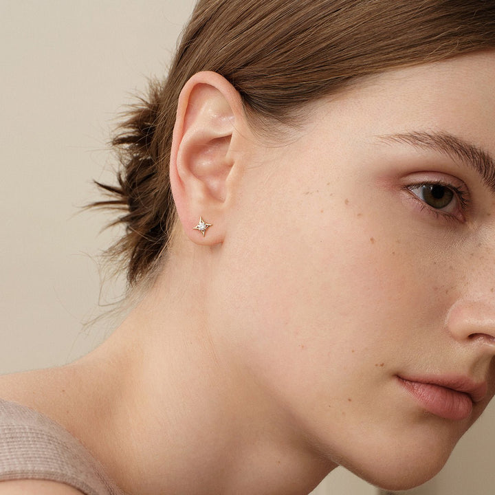 14K Solid Gold Certified Lab - Grown Diamond Starlet Studs Earrings - HELAS Jewelry