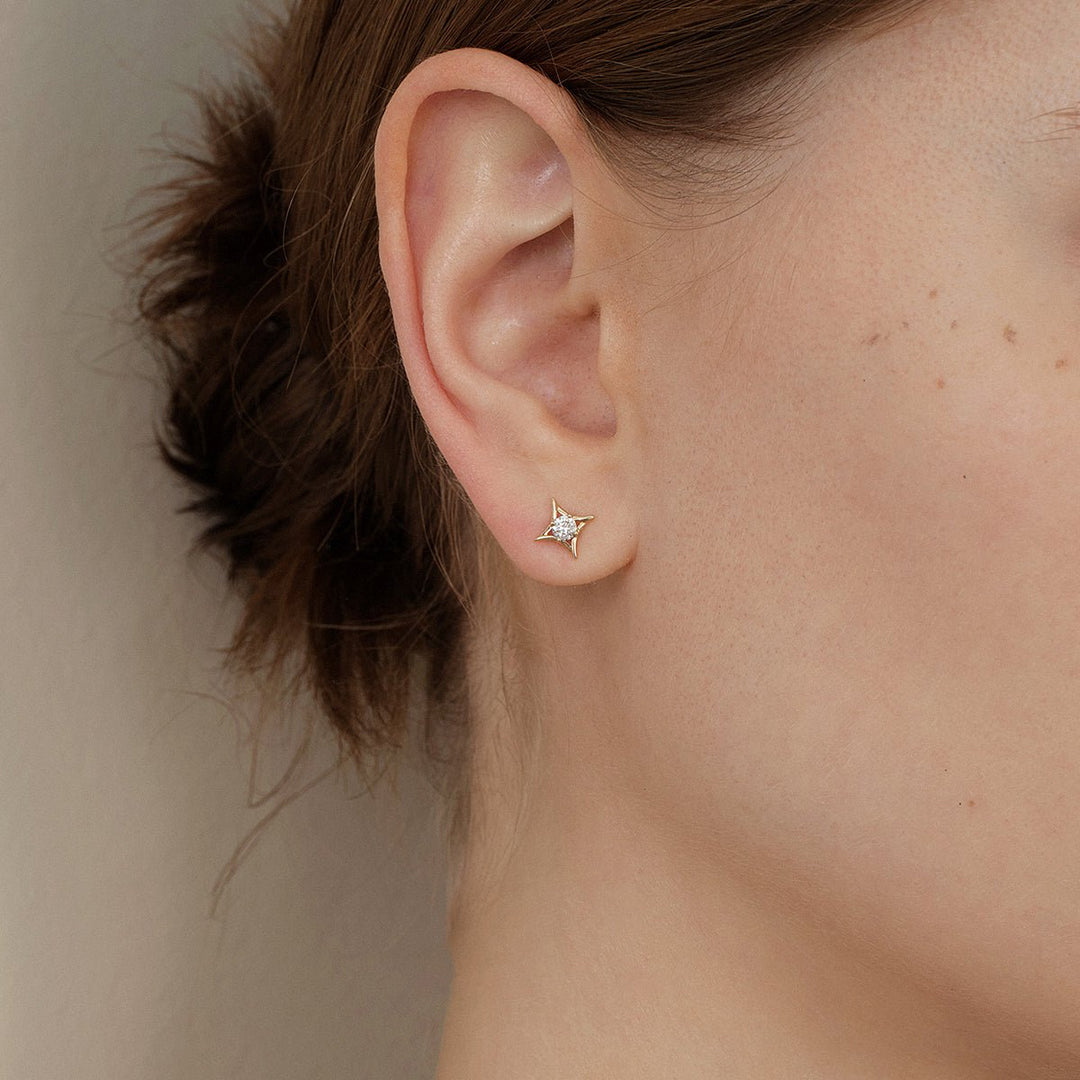 14K Solid Gold Certified Lab - Grown Diamond Starlet Studs Earrings - HELAS Jewelry