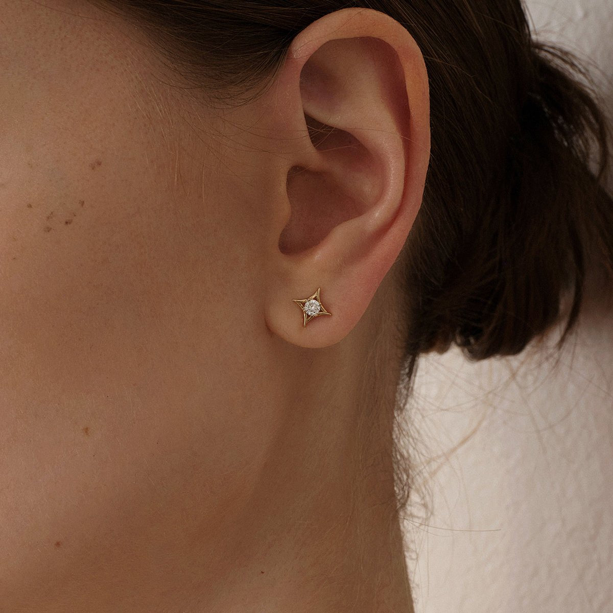 14K Solid Gold Certified Lab - Grown Diamond Starlet Studs Earrings - HELAS Jewelry