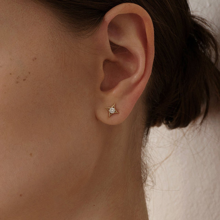 14K Solid Gold Certified Lab - Grown Diamond Starlet Studs Earrings - HELAS Jewelry