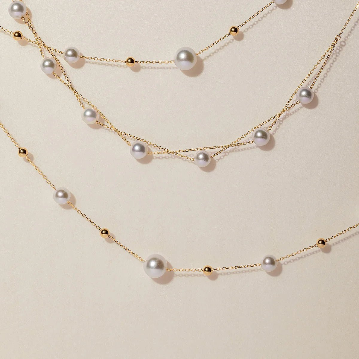 18K Gold Akoya Pearl Station Necklace - HELAS Jewelry