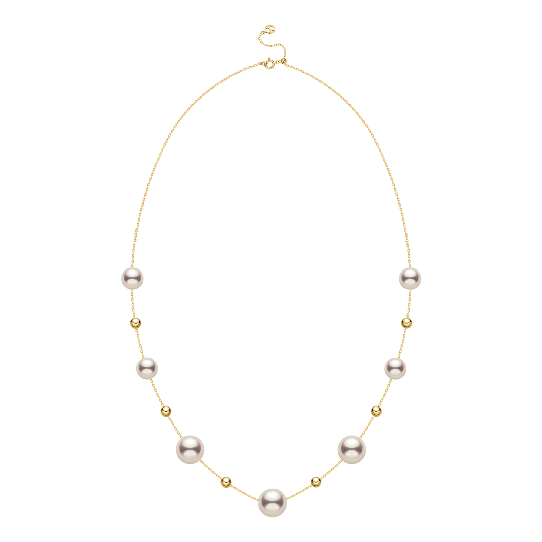 18K Gold Akoya Pearl Station Necklace - HELAS Jewelry