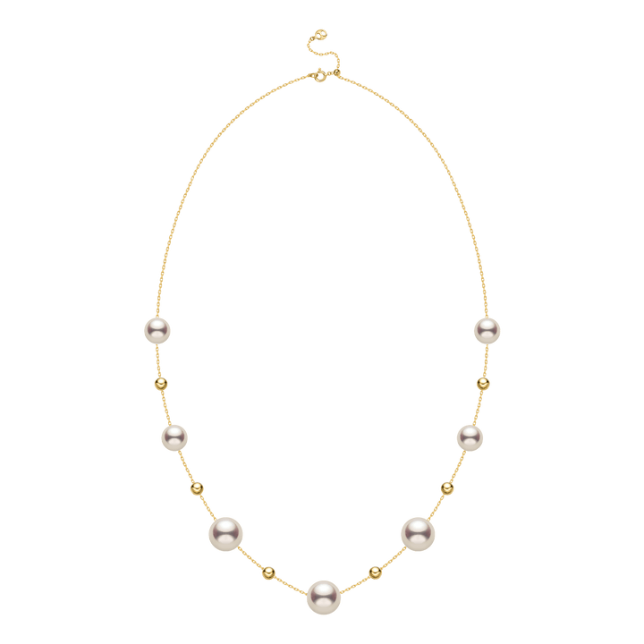 18K Gold Akoya Pearl Station Necklace - HELAS Jewelry