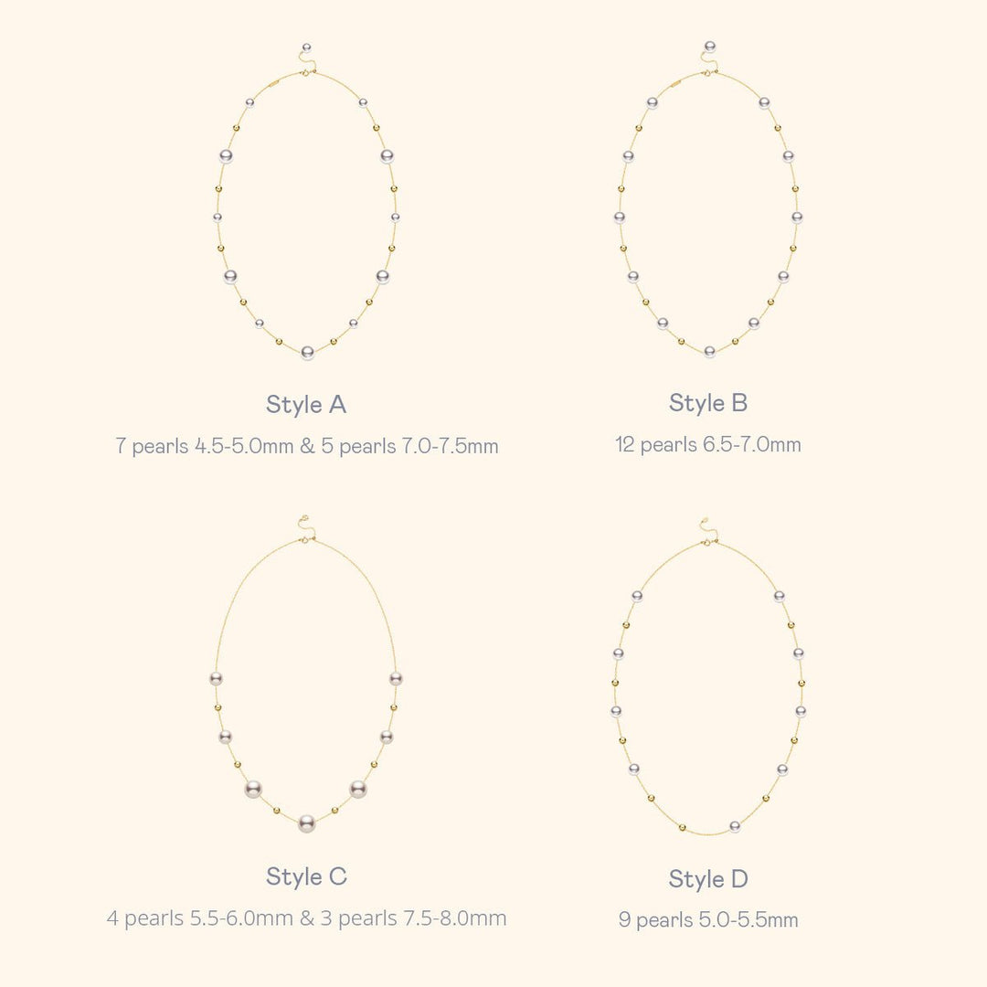 18K Gold Akoya Pearl Station Necklace - HELAS Jewelry