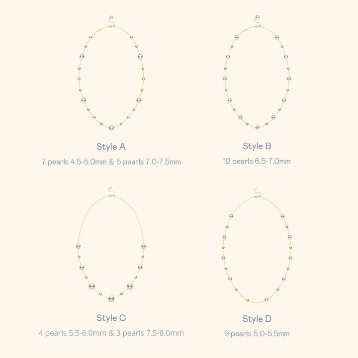18K Gold Akoya Pearl Station Necklace - HELAS Jewelry