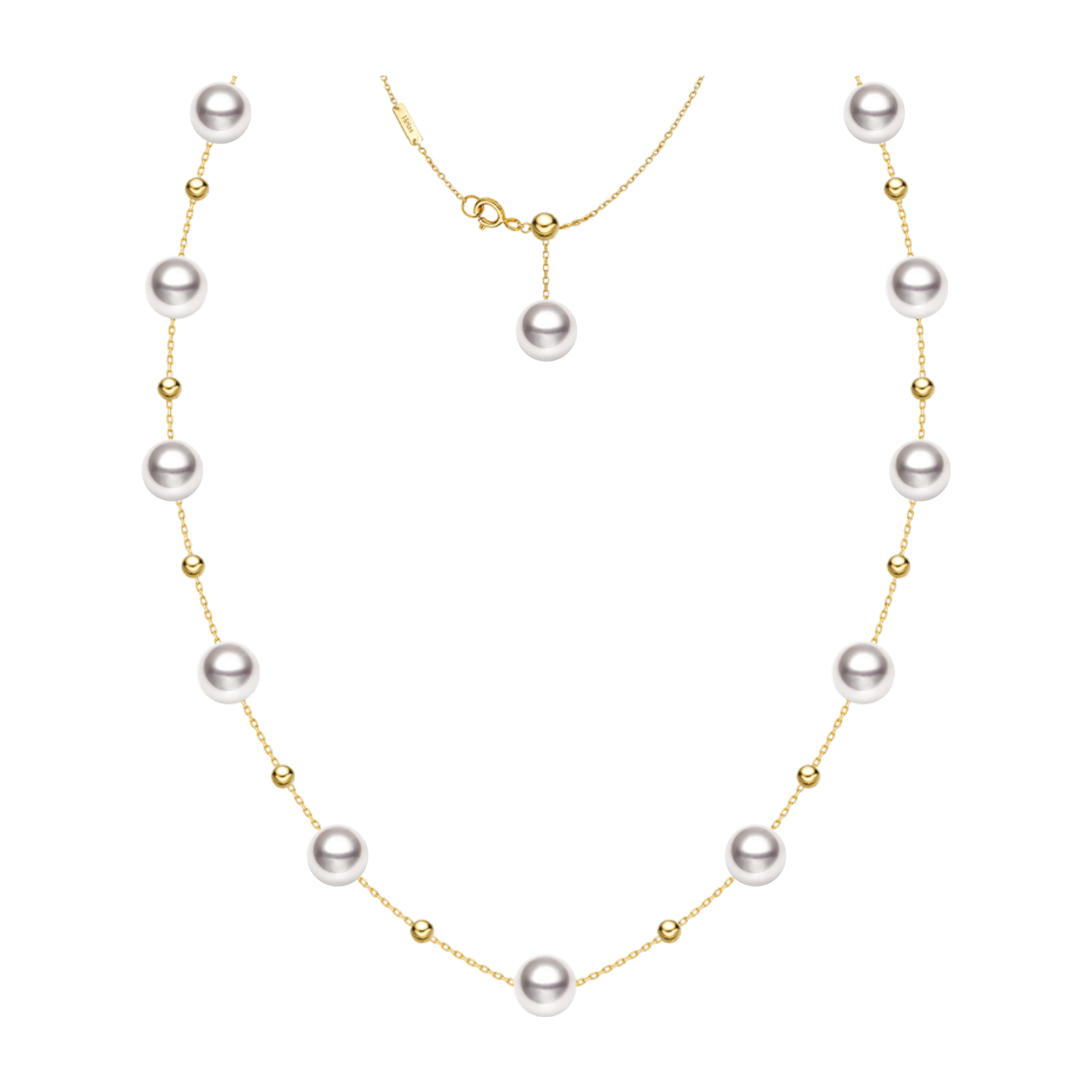 18K Gold Akoya Pearl Station Necklace - HELAS Jewelry