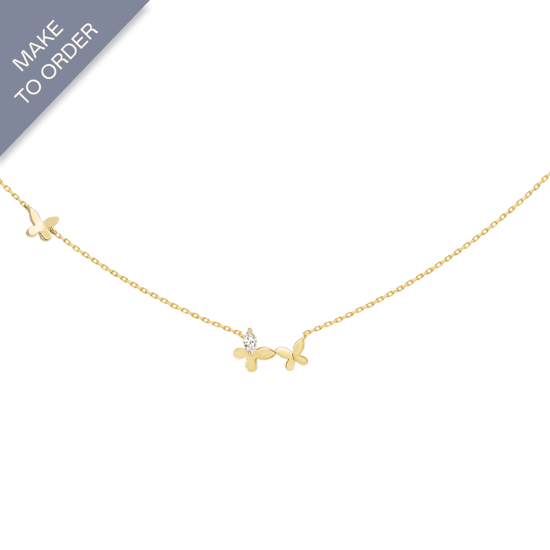 18K Gold Butterfly Elegant Diamond Necklace - HELAS Jewelry