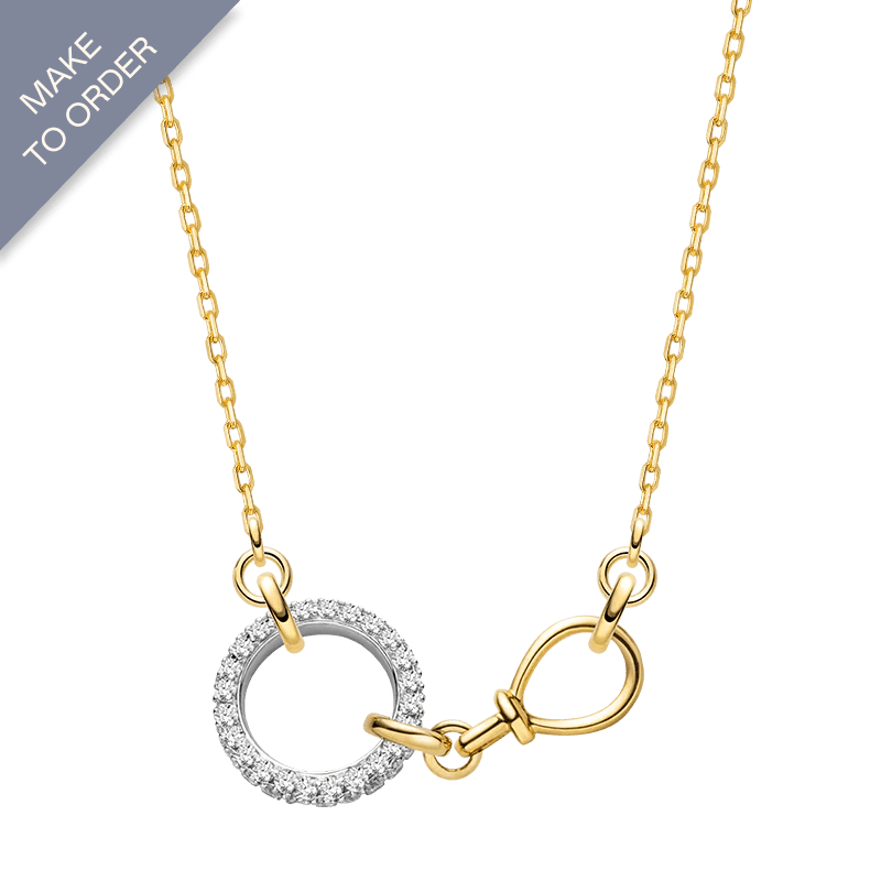 18K Gold Diamond Circle Clasp Modern Minimalist Necklace - HELAS Jewelry