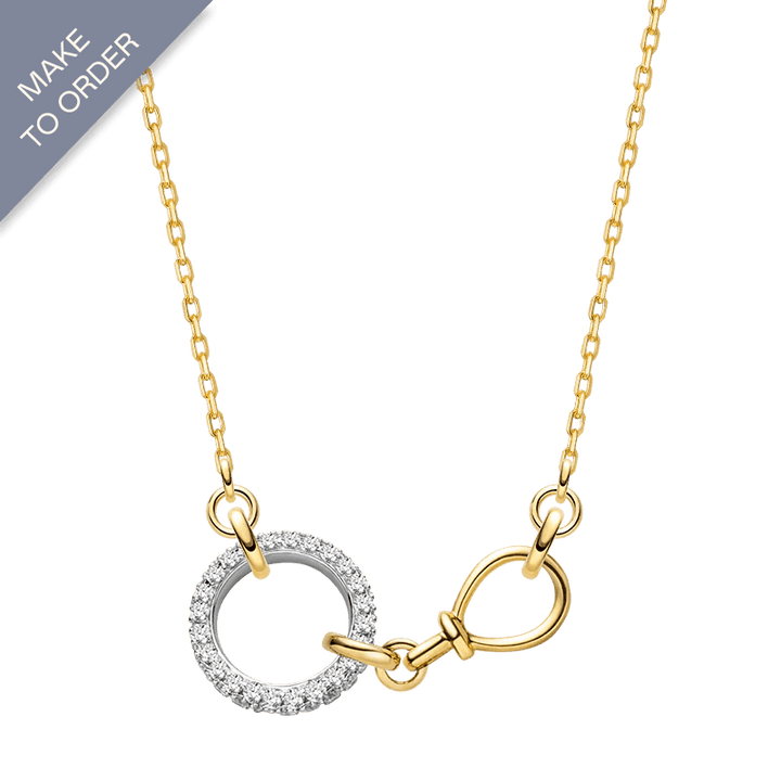 18K Gold Diamond Circle Clasp Modern Minimalist Necklace - HELAS Jewelry