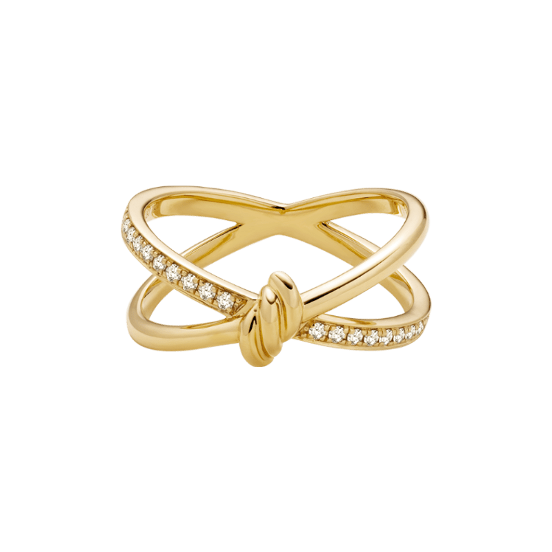 18K Gold Diamond Double - loop Twisted Ring - HELAS Jewelry