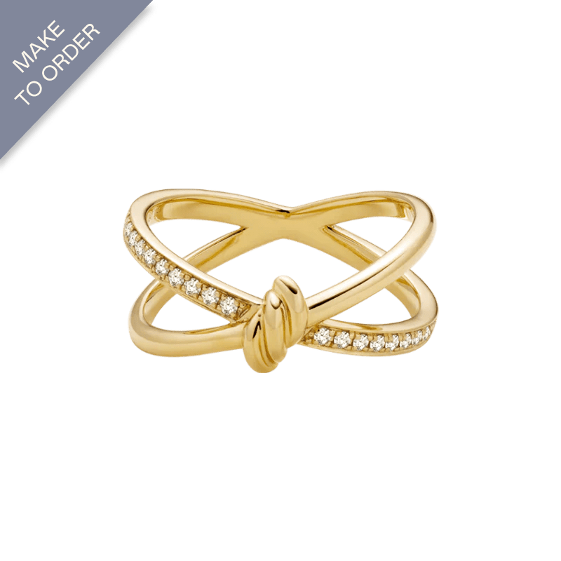18K Gold Diamond Double - loop Twisted Ring - HELAS Jewelry