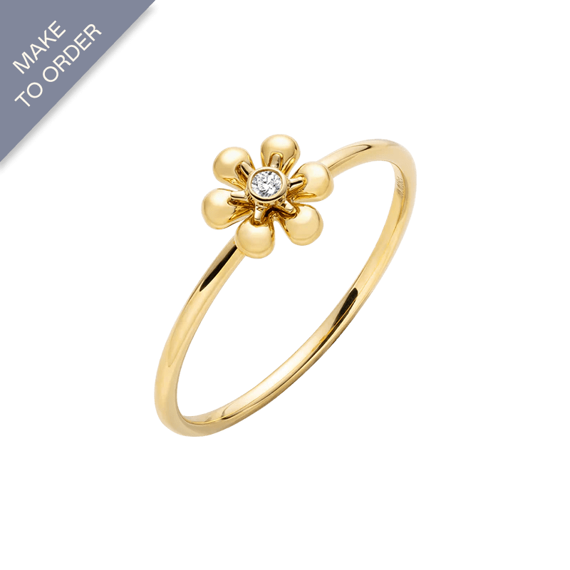 18K Gold Diamond Flower Core Dainty Ring - HELAS Jewelry