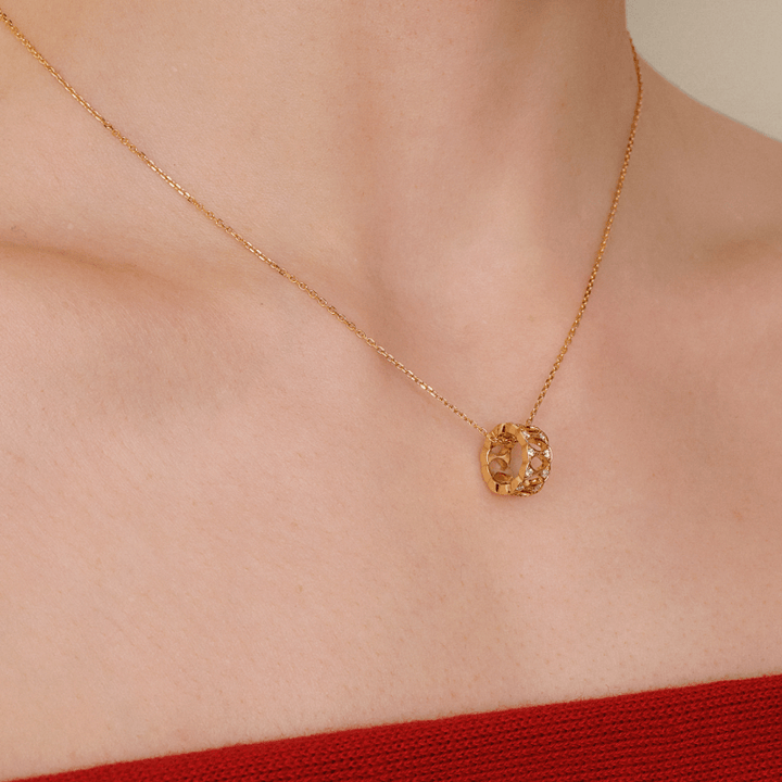 18K Gold Diamond Lucky Continuous Pendant Necklace - HELAS Jewelry