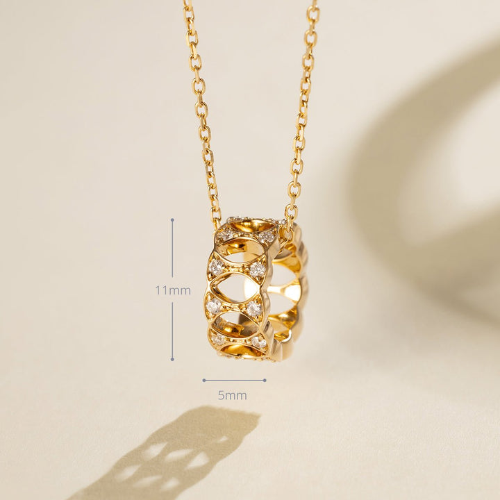 18K Gold Diamond Lucky Continuous Pendant Necklace - HELAS Jewelry