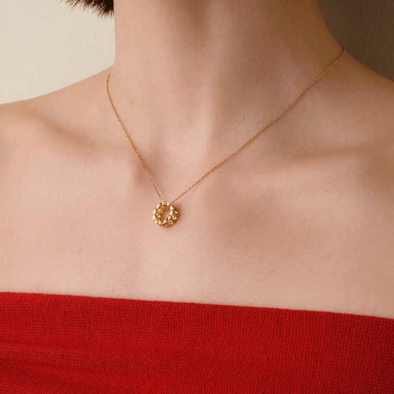 18K Gold Diamond Lucky Continuous Pendant Necklace - HELAS Jewelry