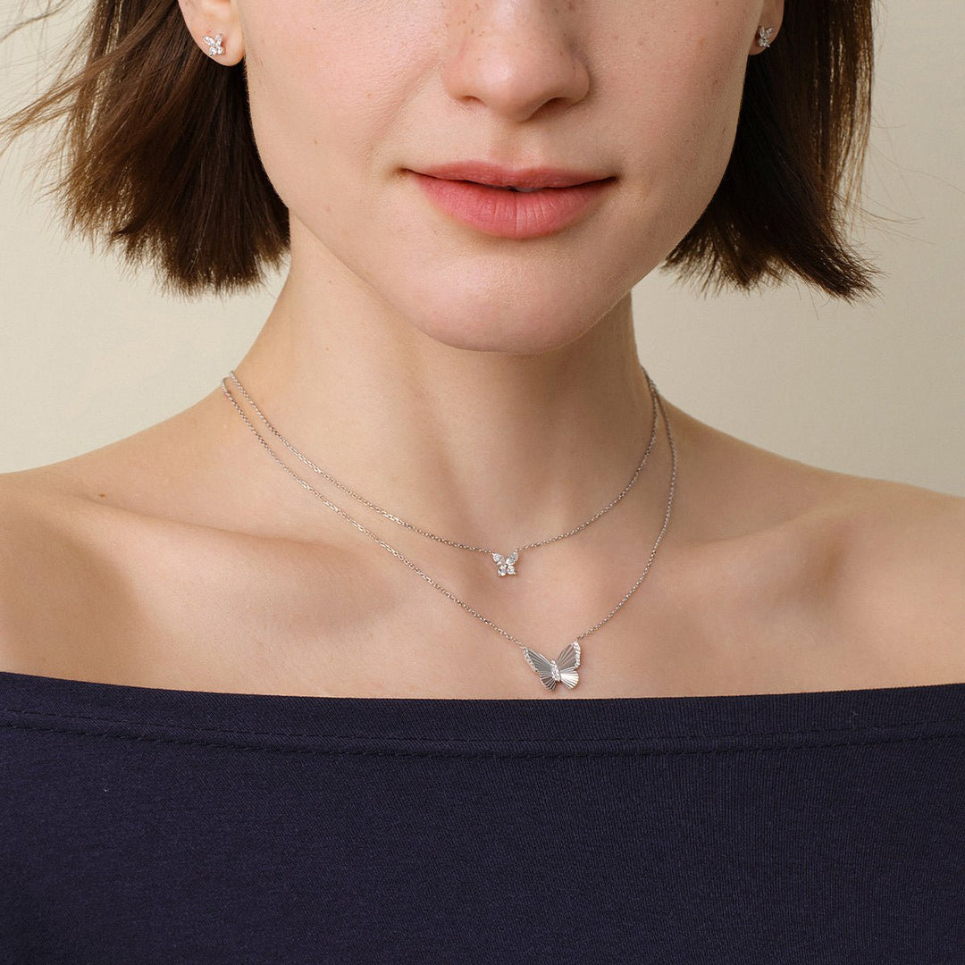 18K Gold Diamond Petite Butterfly Necklace - HELAS Jewelry