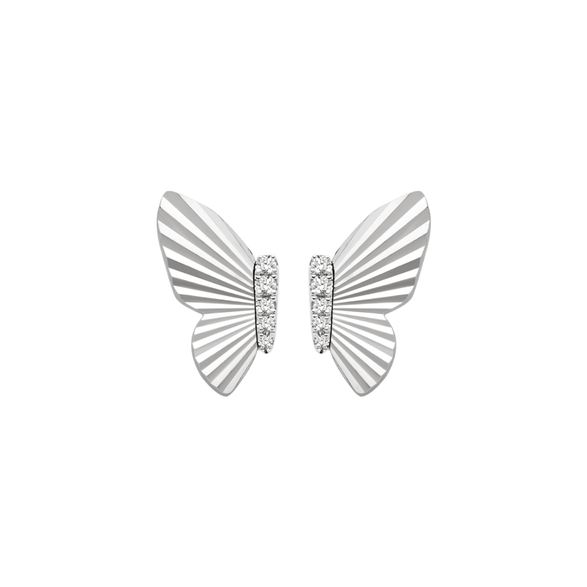 18K Gold Diamond Radiant Cut Design Butterfly Stud Earrings - HELAS Jewelry