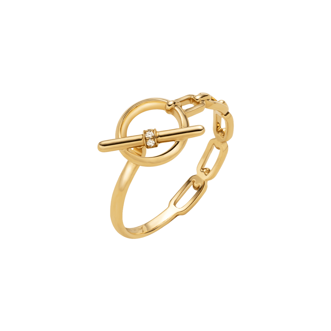 18K Gold Diamond Tension Poise Clasp Ring - HELAS Jewelry