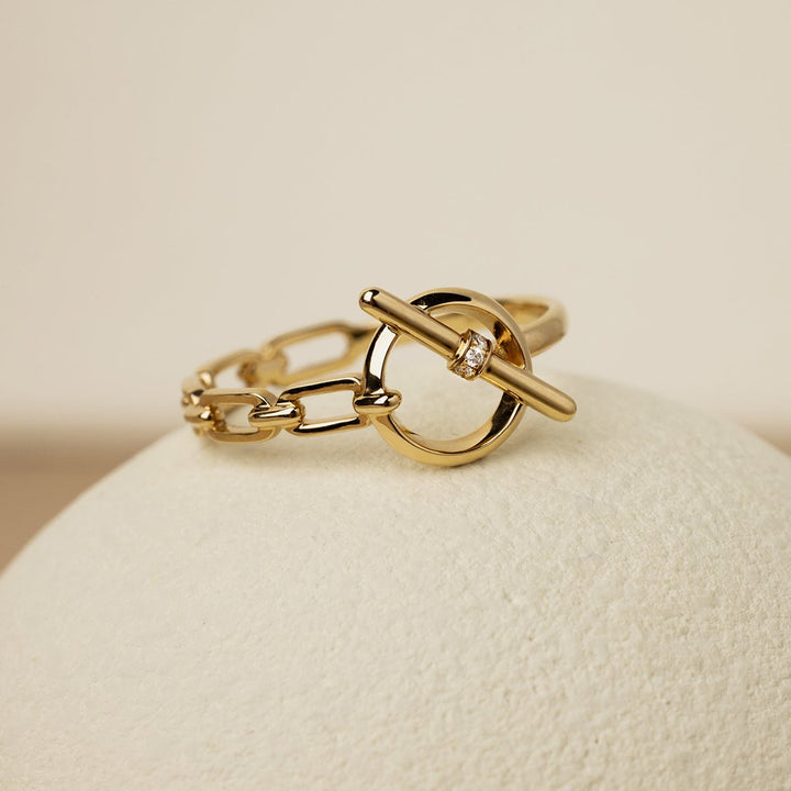 18K Gold Diamond Tension Poise Clasp Ring - HELAS Jewelry