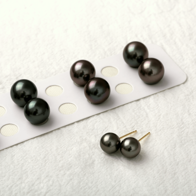 18K Gold Tahitian Pearl Classic Stud Earrings - HELAS Jewelry