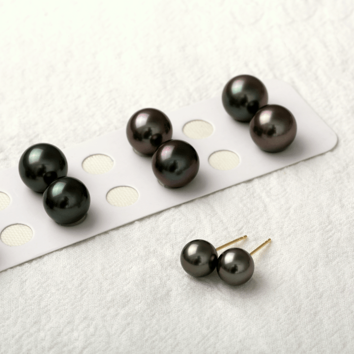 18K Gold Tahitian Pearl Classic Stud Earrings - HELAS Jewelry