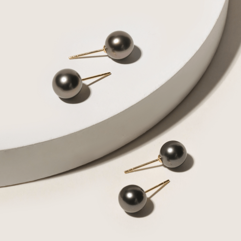 18K Gold Tahitian Pearl Classic Stud Earrings - HELAS Jewelry
