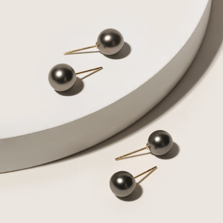 18K Gold Tahitian Pearl Classic Stud Earrings - HELAS Jewelry