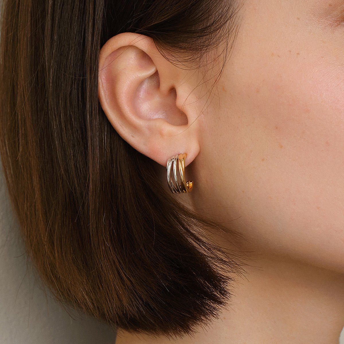 18K Gold Two Tone Half Wrap Earrings - HELAS Jewelry