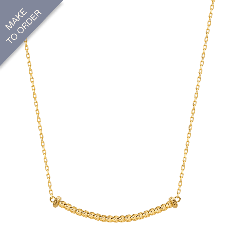 18K Solid Gold Polished Spiral Gold Bead Smiley Necklace - HELAS Jewelry