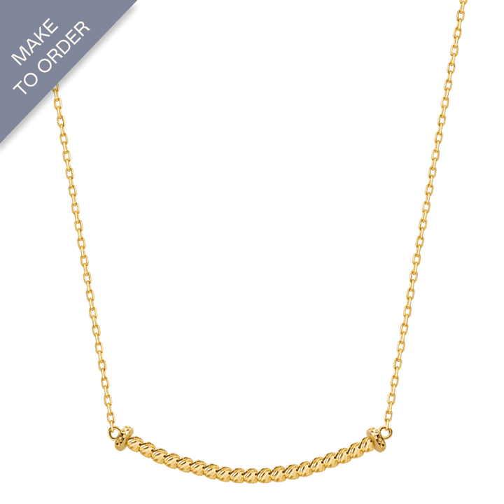 18K Solid Gold Polished Spiral Gold Bead Smiley Necklace - HELAS Jewelry