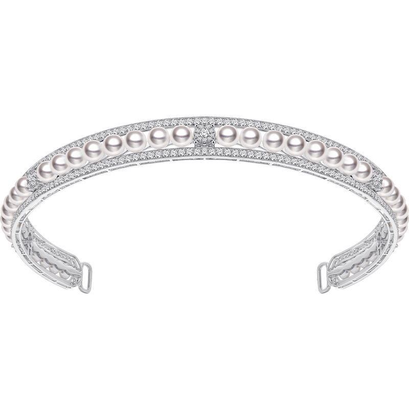 Akoya Pearl Mary Crown 18K White Gold Diamond