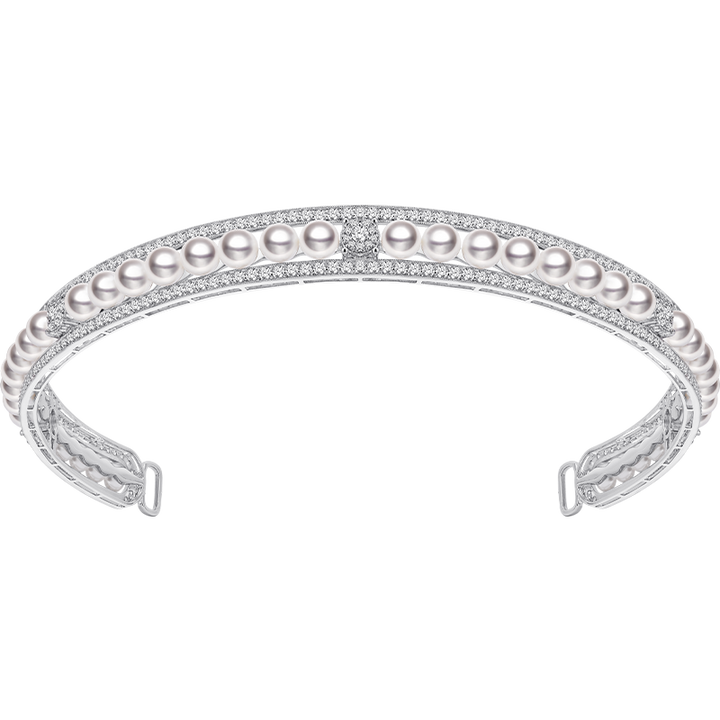 Akoya Pearl Mary Crown 18K White Gold Diamond