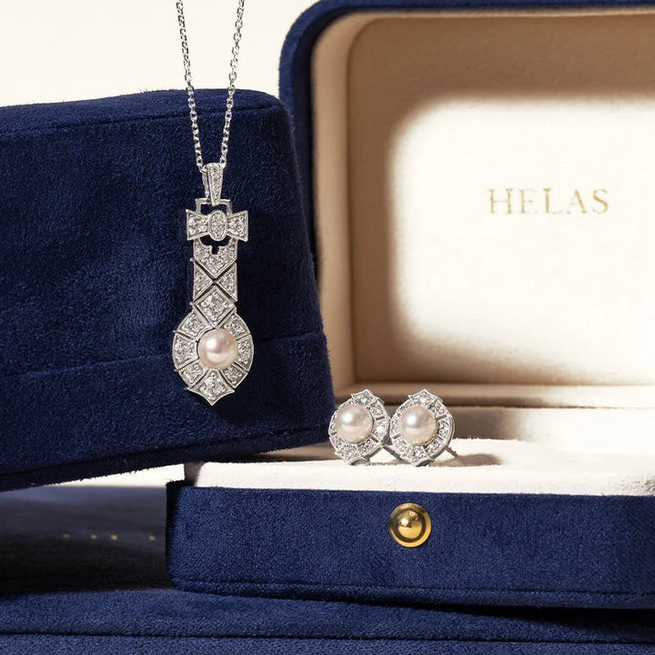 1920s' COLLECTION Akoya Pearl 18K White Gold Diamond Lavender Earrings 1920s' COLLECTION Akoya Pearl 18K White Gold Diamond Lavender Earrings 1920s' COLLECTION